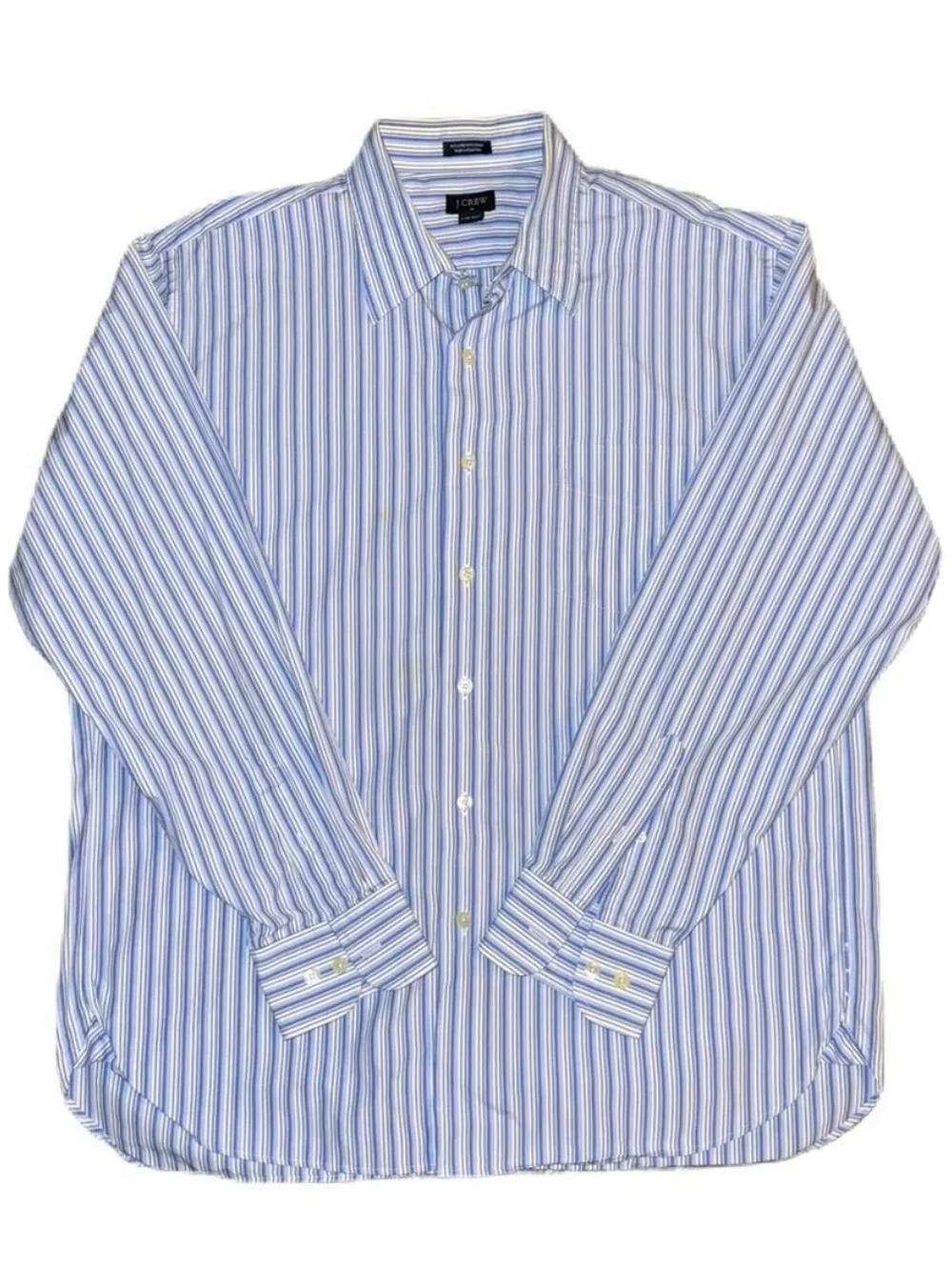 J.Crew Dress Shirt L Blue Stripes White Muti-color Business Dress Casual EUC